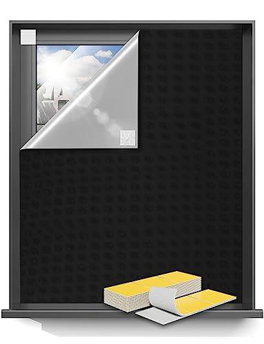 Sumobaby Blackout Curtains for Bedroom Portable 50"x59",No Drill Black Out Shades with Upgraded Hook&Loop Tapes,100% Blackout Window Cover,Easy to Cut Fit Blinds for Bedroom,Nursery(2 Panel,Black)