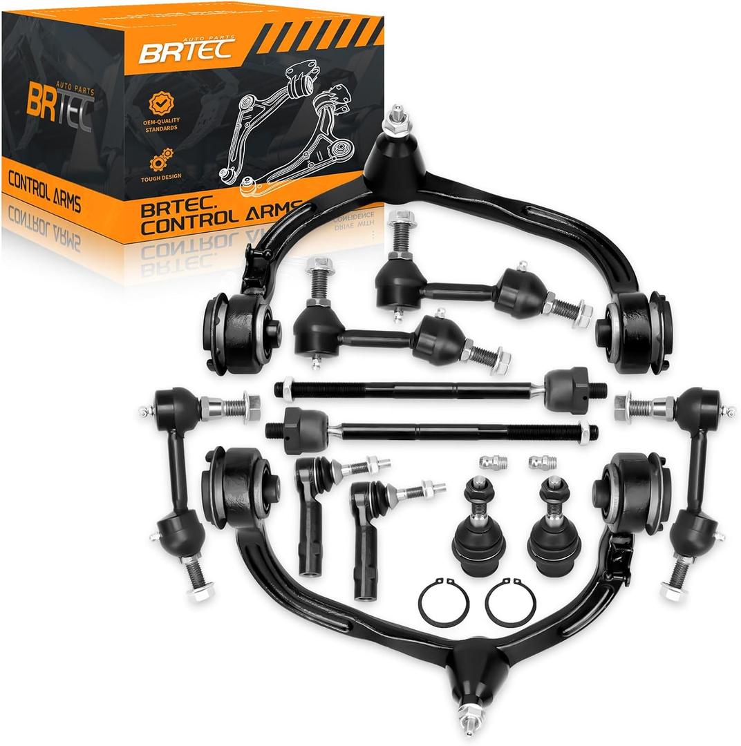 12PC Front Upper Control Arms Kits Compatible with Ford Expedition 2003-2004; Lincoln Navigator 2003-2004 - Front End Suspension kit + Outer Inner Tie Rod Ends Lower Ball Joints Sway Bar Links
