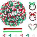 GREENTIME 1000pcs Christmas Tri Beads Ornaments Kit - Red, Green, White Triangle Beads for Candy Cane Ornament Craft, Wreath, Xmas Holiday Tree Decorations