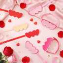 Talltalk 24 Pcs Valentines Day Dog Collars Puppy Gift Adjustable Heart Shaped Dog Collars Bowties PU Leather Cat Bow Tie Gift for Pets Owner Valentines Party Dress up Accessories