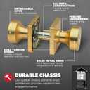 Kwikset Pismo Interior Privacy Door Knob with Lock, Door Handle for Bathroom and Bedroom, Satin Brass, Square, Keyless Turn Lock Doorknob, Microban Protection