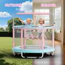 55" Toddler Mini Trampoline for Kids, Indoor Outdoor Toys with Swing, 440lbs Baby Kids Trampoline, Gymnastics Bar, Birthday Gifts for Boy Girl Age 1-8