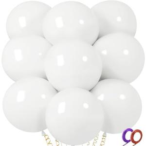 24Pcs White Big Balloons 18 Inch, Round Large Latex Party Balloons for Birthday Wedding Decorations. (white)