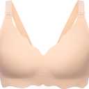 Angelhood Nursing Bras for Breastfeeding Ultra Comfort Seamless Maternity Bra Wireless Pregnancy Bralette with Extra Extender (Large, Beige)