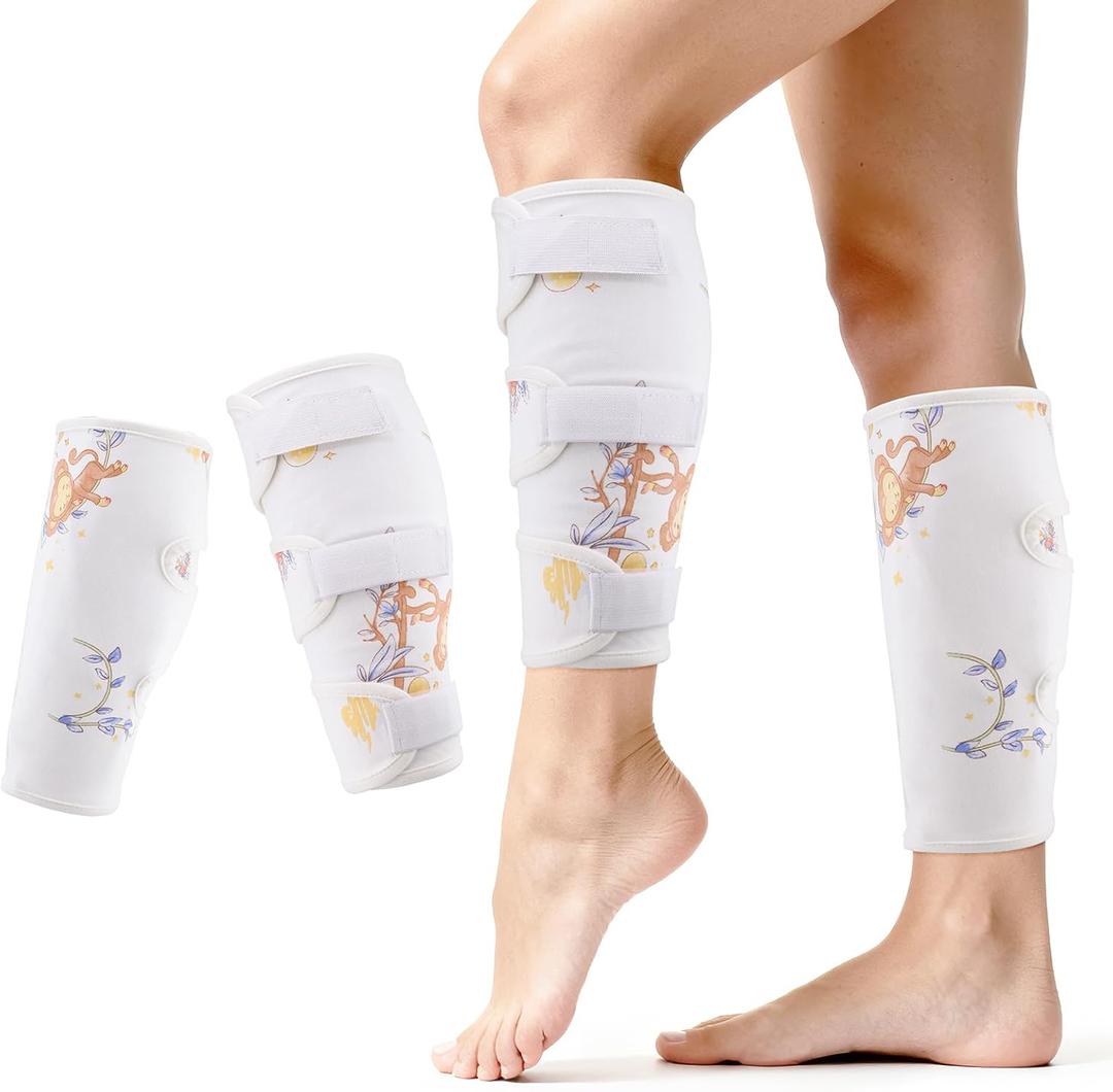 Organic Cotton Moisturizing Leg Wraps for Dry Cracked Skin Applying Oil/Lotion/Cream/Ointment, Hydrate Smoothe Soften Skin, Adjustable Castor Oil Packs Sleeve for Leg/Calf, Waterproof & Anti Oil Leak (Large-circumference: 15.8-18.2 Inch(40-47cm))