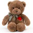 11.4 Small Teddy Bear with Heart Cute Brown Teddy Bear Stuffed Animals Soft Stuffed Bear Plush Bear Plushie Toys Gifts for Girlfriend Boyfriend Kid (11.4IN)