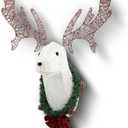 Lighted Christmas Wall Decor Reindeer Head, 39" Rudolph Hanging Wreath Decoration, Light Up Christmas Front Door Window Indoor Outdoor Festive Xmas Holiday Decor