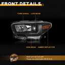 WEELMOTO Fits Factory DRL Headlights for 2016-2022 Toyota Tacoma TRD/Limited, Headlight Compatible with 2016 2017 2018 2019 2020 2021 2022 Tacoma Replacement Black Housing