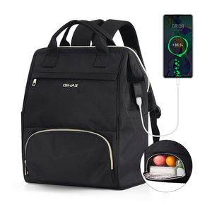 OIWAS Lunch Backpack for Women and Men, 15.6 inch Laptop Backpack with Insulated Compartment, Work Backpack with USB Port, Lunch Bag Suitable for Travel Work Picnics Hiking, Black