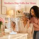 HUONUL Makeup Mirror, Gifts for Mom Mothers Day, Vanity Mirror with Lights, 2X/3X/10X Magnification, Touch Control, Trifold, Dual Power Supply, Birthday Gifts for Women, Girls, Dorm Room Essentials