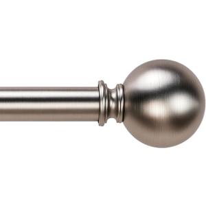 Satin Nickel Curtain Rods for Windows 18 to 45 inches, 1 Inch Modern Metal Drapery Rods, Adjustable Heavy Duty Curtain Pole with Round Finials(18"-45"Satin Nickel)