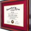 11x14 Diploma Degree Frame with Red Mat or Display 15x18 Certificates without Mat,Solid Wood,Cherry Finish with Intricate Black Rope Detail,UV Protection Acrylic, 15x18 for 11x14 with Mat