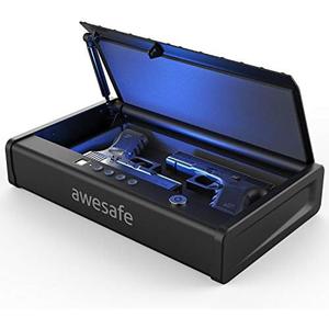awesafe Gun Safe, Updated Biometric Gun Safes for Pistols, Quick Access Pistol Safe Fingerprint Handgun Safe with Keys and Keypad, Gun Lock Box for Home