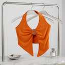 SOLY HUX Women's Halter Tops Solid Orange, Large