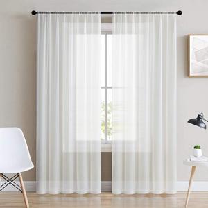 MRTREES White Sheer Curtains 95 inch Length Sheers Living Room Curtain Panels Voile Window Treatment Set Bedroom Drapes Light Filtering Rod Pocket 2 Panels Off White