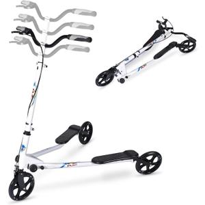 AODI 3 Wheel Foldable Scooter Swing Scooter Tri Slider Kick Wiggle Scooters Push Drifting with Adjustable Handle for Boys/Girl/Adult Age 8 Years Old and Up (White)
