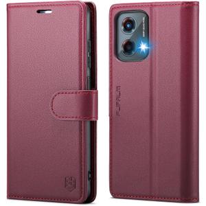 Wallet Case for Moto G 5G 2024, RFID Blocking Credit Card Holder, PU Leather Folio Flip Kickstand Protective Shockproof Cover for Motorola Moto G 5G 2024 (Red)