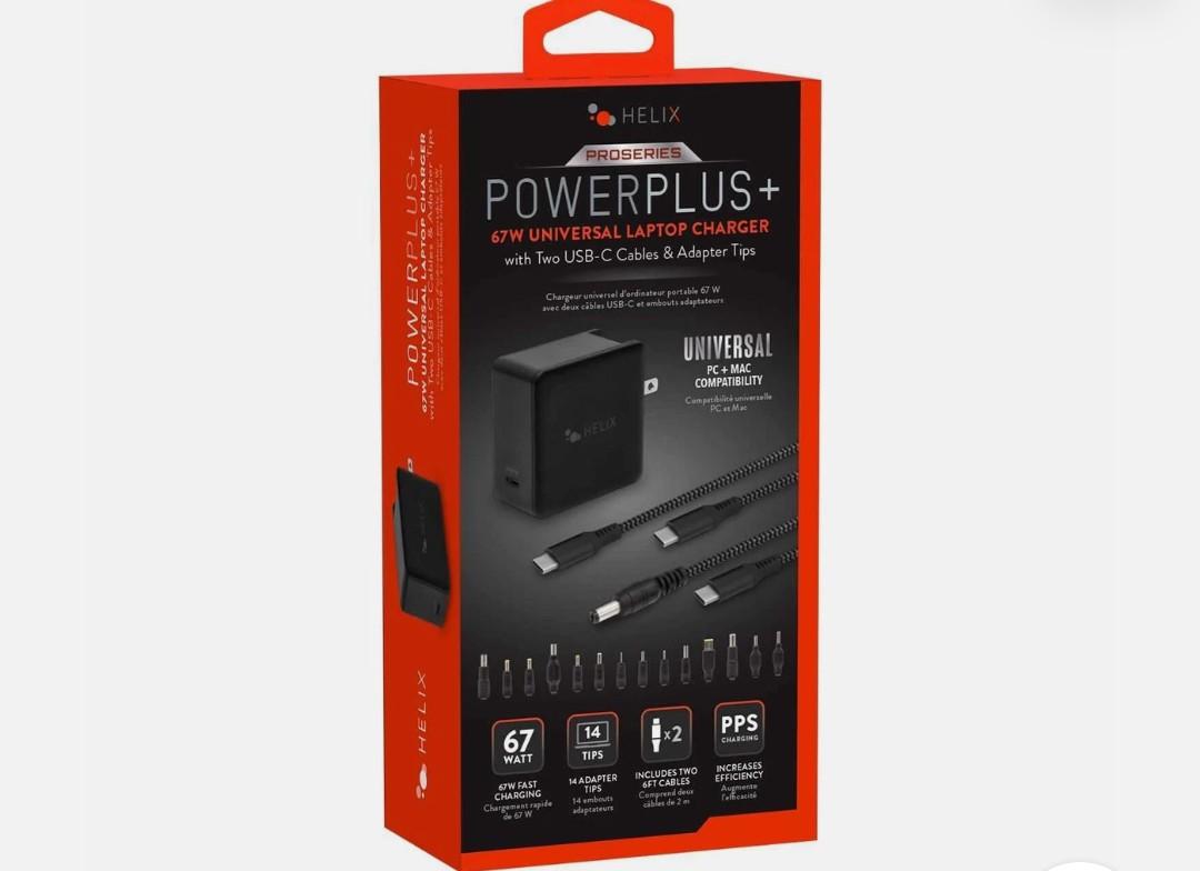 Helix 65W Universal USB-C Laptop Charger Power Adapter (ETHNBC65U) Black