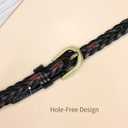 2 pack Skinny Braided Belts for Women Woven Thin Waist Dresses Faux Leather Belt for Jeans Pants 2/5"