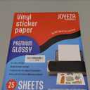 JOYEZA Premium Printable Vinyl Sticker Paper for Inkjet Printer - 25 Sheets Glossy White Waterproof, Dries Quickly Vivid Colors, Holds Ink Well - Inkjet & Laser Printer