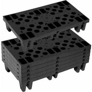 ZJS Plastic Pallets, Nestable Polyethylene Pallet with Breathable Grids Lightweight Waterproof Plastic Pallet for Basement Storage Indoor Outdoor Supermarket Warehouse (6 Pcs 19.6 x 11.8 x 3.9Inch)