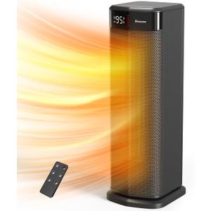 BREEZOME Space Heater for Indoor Use, 1500W Fast Heating PTC Ceramic Electric Heaters with Thermostat, 90Oscillating, 24H Timer, Ideal for Home Office Bedroom