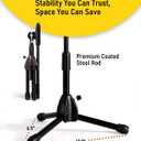 Stage Rocker Foldable Tripod Low-Profile Mic Boom Stand - Height Extending from 9.6'' to 16.9'', w/Adjustable Telescoping Arm Up to 9'', Lightweight/Convenient, Black, Powered by Hamilton(SR610121B)