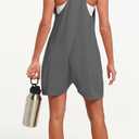 Women's Overall Shorts Rompers Sleeveless Spaghetti Strap Baggy Overalls Jumpers High Elasticity and Loose Fitting (Gray, M)