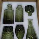 TBWIND 12pcs Green Glass Bud Vases Set, Small Vases for Flowers, Bud Vase for Centerpieces in Bulk, Mini Vintage Vase for Wedding Decorations, Office and Home Table Flower Decor