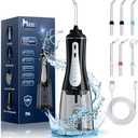 MOCEL Water Dental Flosser Oral Irrigator with 5 Modes, 350ml Cordless Water Teeth Cleaner Pick 6 Tips, IPX7 Waterproof Rechargeable Portable Powerful Battery for Travel & Home Braces & Bridges Care