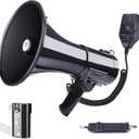 50 Watt Professional Bluetooth Megaphone Bullhorn Speaker with Rechargeable Battery & Portable Strap - Siren and Recording - USB/SD/AUX Input - for Police, Cheerleading, Outdoor Black