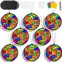Lonfliness 32 Sets Suncatchers Craft Kit DIY Flower Window Stained Glass Effect Paper Spring Home School Classroom Decoration Art Craft Creative Activity Project Gift Favor