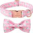 Babole Pet Soft&Comfort Dog Collar with Bow Tie, Elegant Pink Cocktails Bowtie Dog Collar, Durable Adjustable Cotton Pet Collar for Small Medium Large Dogs, B-Cocktails, XS