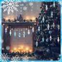 Pinkunn 48 Pcs Christmas Nutcrackers Ornament Set Blue and White Wooden Ornament Chinoiserie Hanging Wood Nutcrackers Sign Christmas Tree Decor for Holiday Party Decor Gifts(Blue Style)