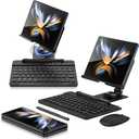 SHIEID Galaxy Z Fold 4 Stand, 360Rotate POS Tablet Zip Pull Out, Lntegrated Folding Design Set [Folding Bracket/Keyboard/Mouse/Capacitor Pen] Stand Fits Fold4/Fold3, Black