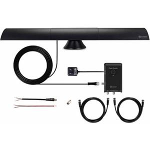 Antop at-500SBS Amplified HDTV＆Fm Antenna, Noise-Free 4G LTE Filter & Smart Boost System for Dual Connectivity, Support TV and A Second Device(Tv, FM or OTA-Ready Streaming Device or Projector)