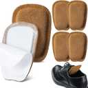 Shyyween 3 Pairs Shoe Tongue Pads Soft Suede Leather Self Adhesive Inserts for Men Women Handmade Elastic Foam Shoe Padding for Solves Loose Shoes Problem(Brown,Size M)