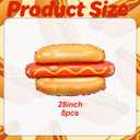 8Pcs Hot Dog Balloons, Funny Food Balloons for BBQ Themed Party Decorations, 28 inch