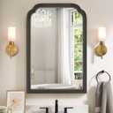 HOMECOOKIN Wood Bathroom Mirrors for Wall Mounted, 20" x 30" Rustic Wood Frame Wall Mirrors Decorative for Living Room or Bedroom Vanity Mirror (Black) 