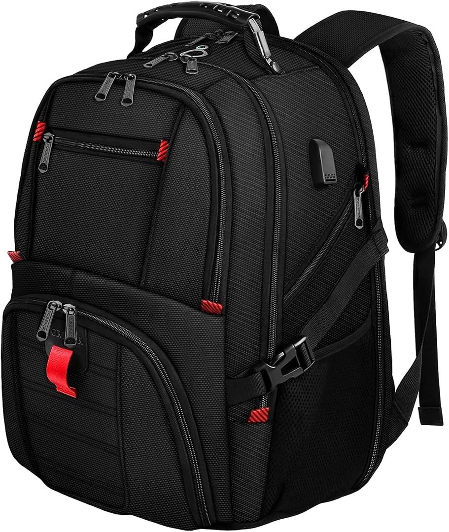 YOREPEK 18.4 Laptop Large Backpacks Fit Most 18 Inch Laptop with USB Charger Port,TSA Friendly Flight Approved Weekend Carry on Backpack with Luggage Strap for Men and Women, Black (18.4 inch, Black)