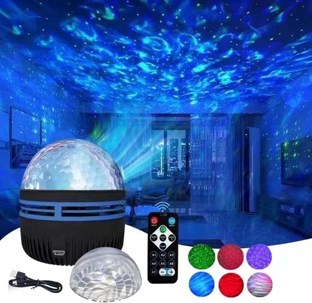2 x 2 in 1 Northern Galaxy Light, Northern Lights and Ocean Wave Projector with Remote CoLntrol, RGB Colorful Night Light for Bedroom Home Decor Gifts (Aurora & Wave)