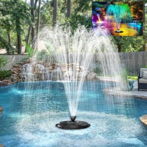 POPOSOAP Floating Fountain With LED Lights, Pond Fountain and Aerator Complete Kit with 660GPH Water Pump 27FT Power Cord, 3 Spray Styles for Ponds, Pool, Water Gardens P130 (Up to 1200 Gallons)