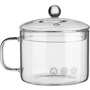 Glass Saucepan with Cover 1L/1Quarts Heatresistant Glass Simmer Pot Stovetop Pan with Lid Microwave Oven ware Cookware Set Cooktop Safe for Pasta Noodle Soup Milk