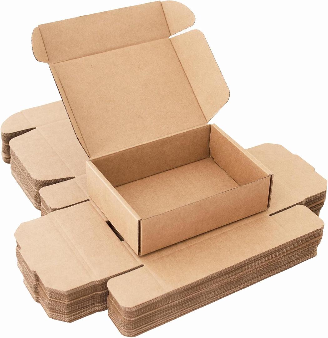 7x5x2 Inch Small Shipping Boxes 25-Pack, Brown Corrugated Cardboard Mailer Boxes for Mailing & Packaging, Gifts, DIY Crafts, Ecommerce, Small Business