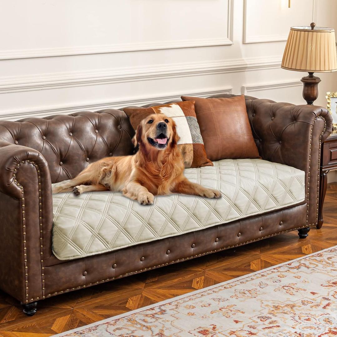 Ameritex Waterproof Dog Bed Cover Pet Blanket with Anti-Slip Back for Furniture Bed Couch Sofa (30x70 Inch (Pack of 1), Ivory)