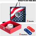 Washer Toss Game Set, Premium Wooden Outdoor Games for Adults and Family, Portable Pitching Target with 8 Steel Washers & Carry Handle, Patriotic Lawn Game for Backyard, Tailgating, Camping
