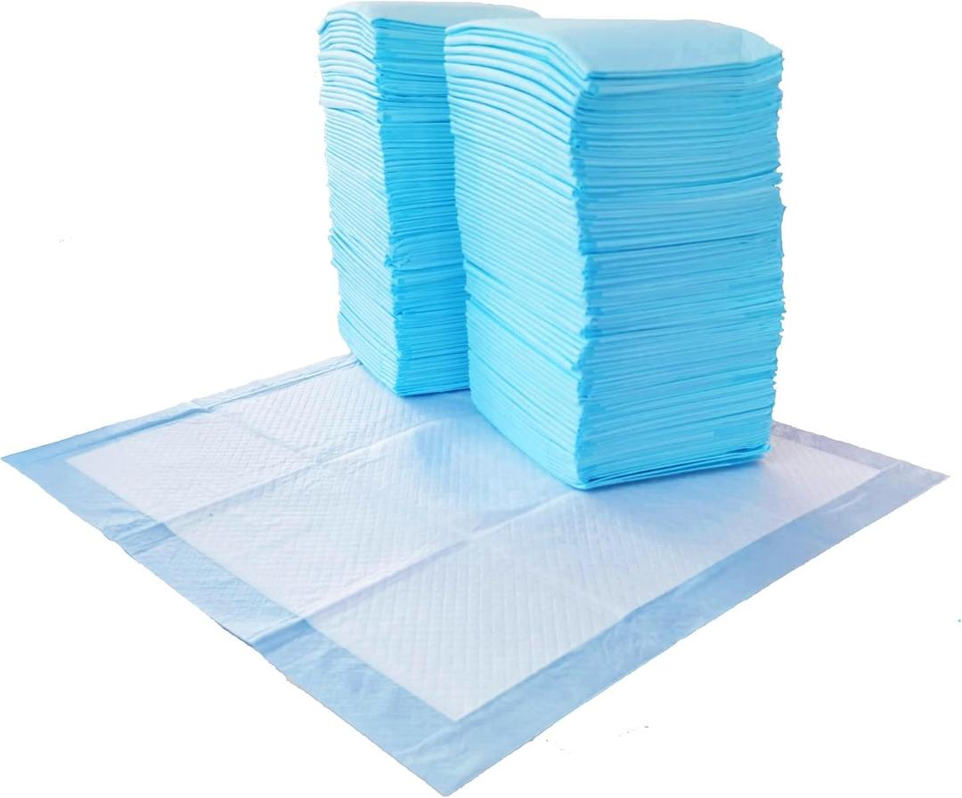 Amazon Basics Absorbent Puppy Pads for Potty Training and Incontinence, 5-Layer Leak-Proof Design, Quick-Dry Surface, Regular Size, 22 x 22 Inch, Scented, Pack of 100, Blue & White (Regular (100 Count))