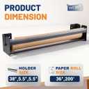 Perkhomy 36 Inch Paper Roll Dispenser and Cutter - Heavy-Duty Wall Mountable, Non Slip Tabletop - Kraft, Freezer, Butcher Paper - Up to 300ft Rolls (Black, 36 Inch)