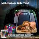 Portable Hexagon Kids Play Tent with LED Strip Lights Indoor Children Play House Easy Set-up Space Dream Tent for Night.4-5 Person Large Tents & Birthday Gifts
