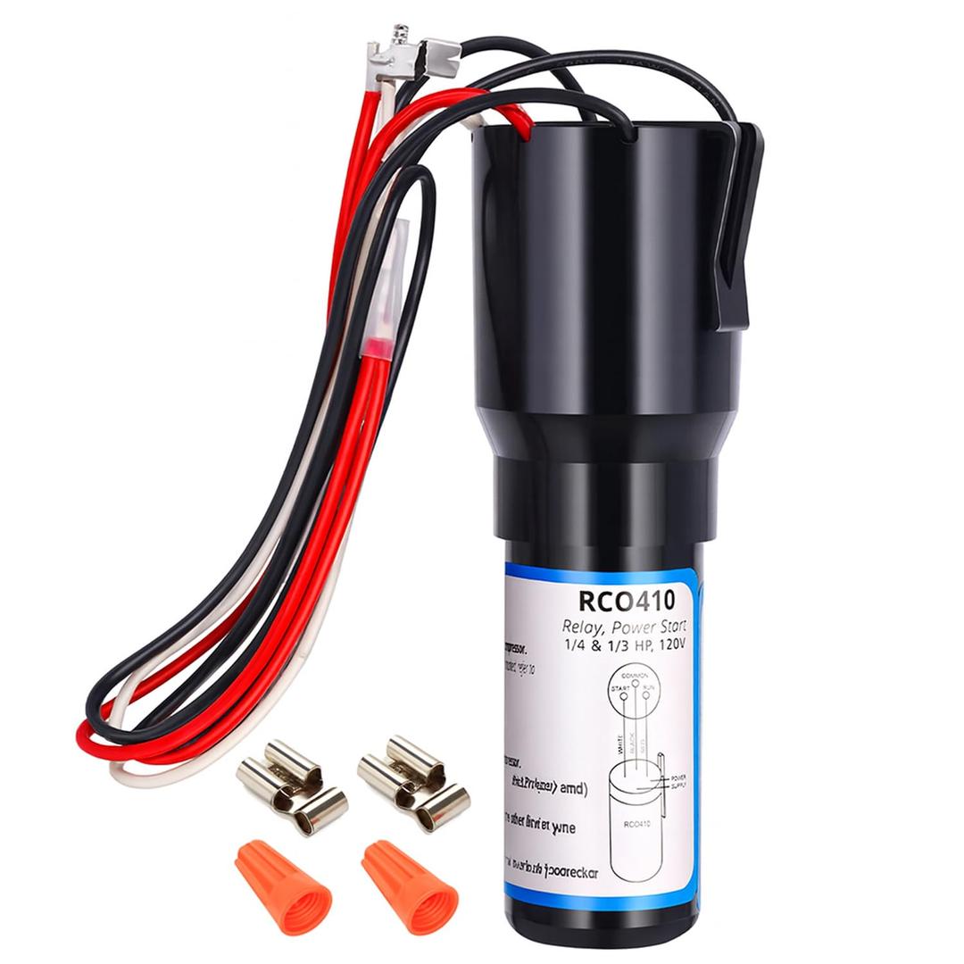 Wadoy RCO410 3 in 1 Compressor Hard Start Capacitor Kit For Refrigerators & Freezers 1/4-1/3 H.P. 115VAC